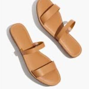 New Madewell Boardwalk Double Strap Slide Sandal Women's Tan Sandals